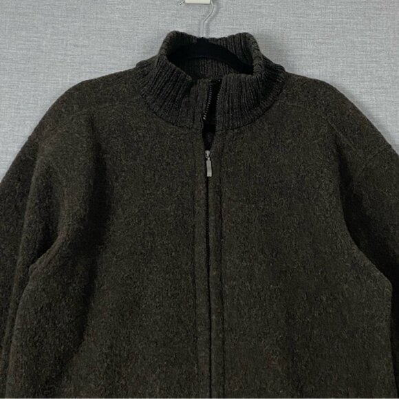 Marks & Spencer St. Michael Wool Blend Sweater Jacket Mens Large Zipper Fleece - Picture 2 of 11